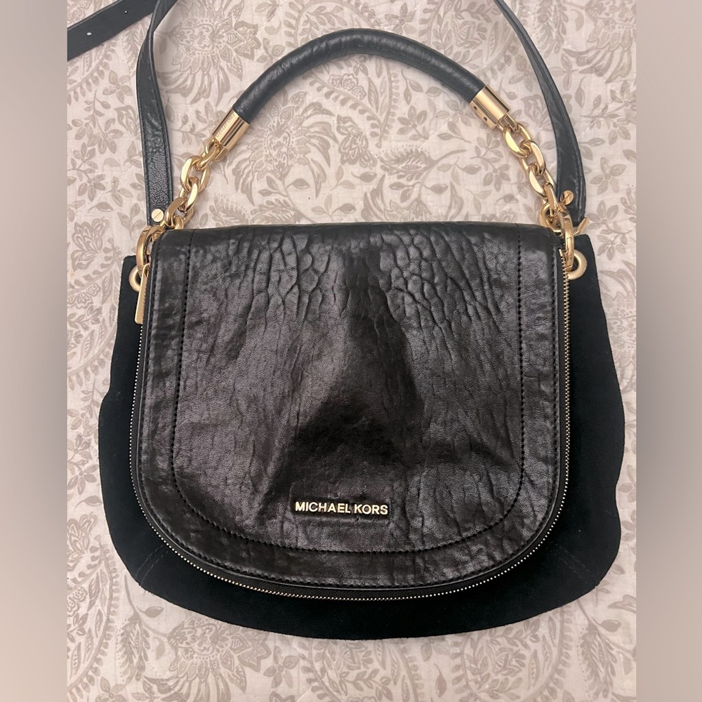 Vintage black Michael Kors medium size cross body and short handle handbag